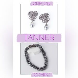 VINTAGE TANNER LAVENDER PEARL NECKLACE AND CLIP ON EARRINGS